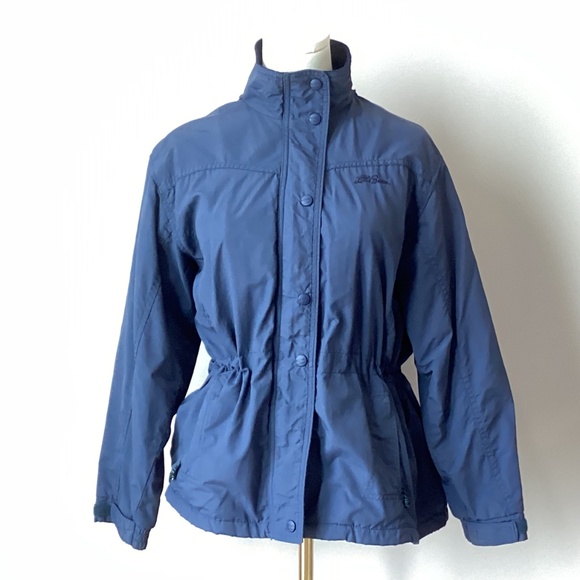 L.L. Bean Petite Fleece Lined Windbreaker with Removable Hood - Blue - SP - Picture 3 of 11